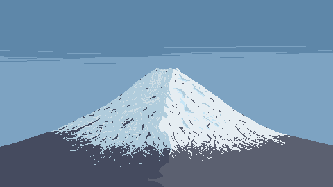 A pixel art image of Mt. Fuji.