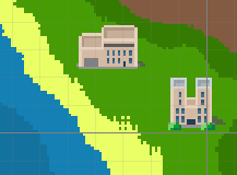 An updated image of TGCW buildings that have foliage.