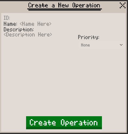 A view of the operation creation UI.