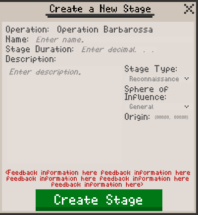 A view of an operation's stage creation UI.